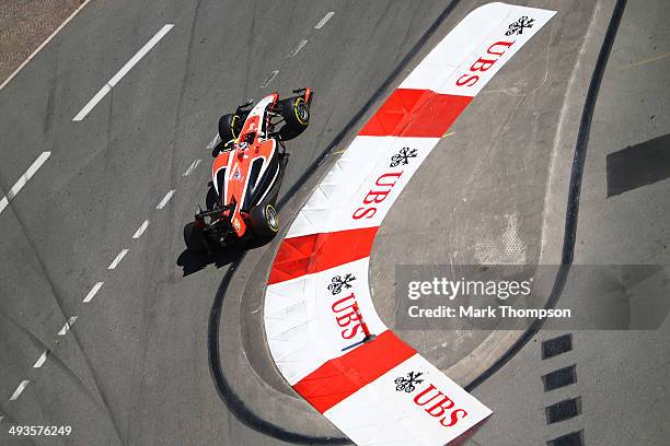 Jules Bianchi of France and Marussia drives during final practice ahead of the Monaco Formula One Grand Prix at Circuit de Monaco on May 24, 2014 in...