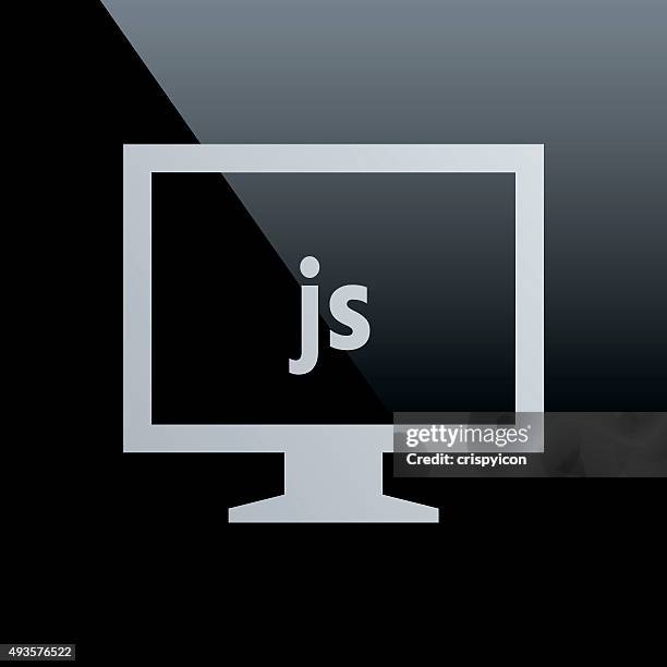 computer monitor icon on a black background. - coreseries - javascript stock illustrations