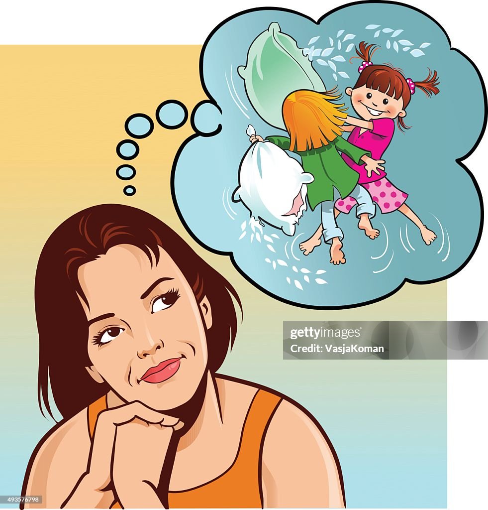 Frau denken über Kindheit