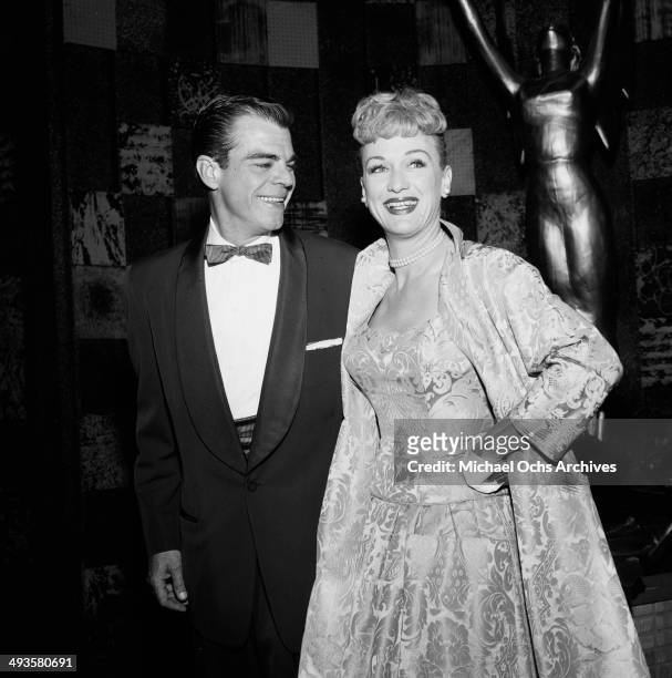 Actress Eve Arden with husband Brooks West attends the Emmy Awards in Los Angeles, California.