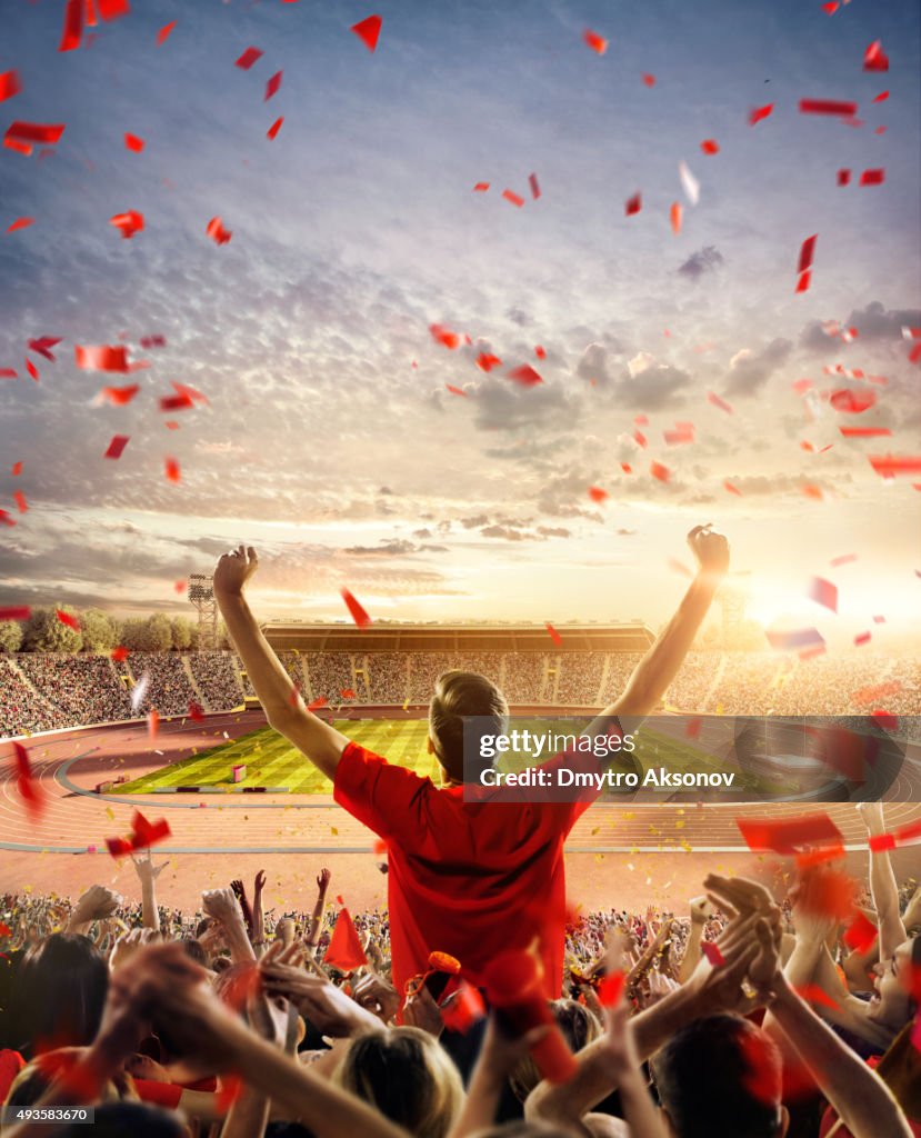 Fans at . stadium with running tracks