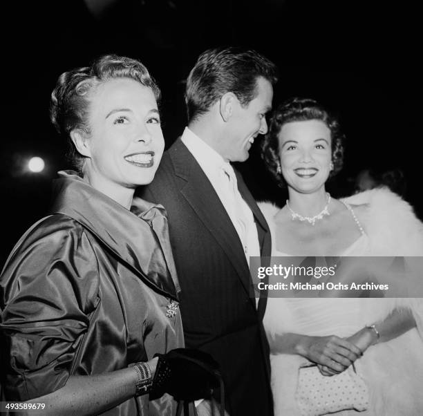 Actor Gower Champion and his wife Marge and Nanette Fabray attend a MGM premiere in Los Angeles, California.