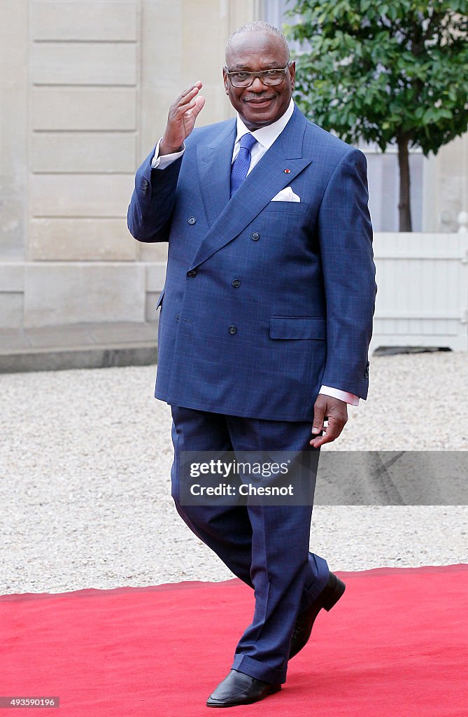 French President Francois Hollance Receives Malian President Ibrahim Boubacar Keita At Elysee Palace in Paris