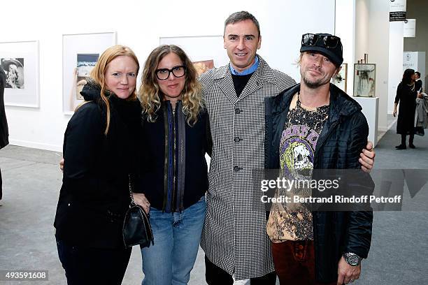 Anne Collier; Melanie Schiff, Fashion Designer Raf Simons and Artist Sterling Ruby attend the 'FIAC 2015 - International Contemporary Art Fair' at Le...
