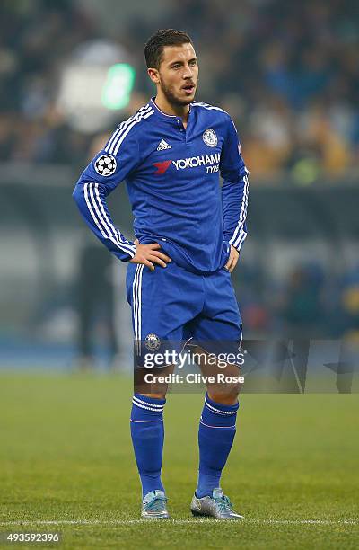 Eden Hazard of Chelsea during the UEFA Champions League Group G match between FC Dynamo Kyiv and Chelsea at the Olympic Stadium on October 20, 2015...
