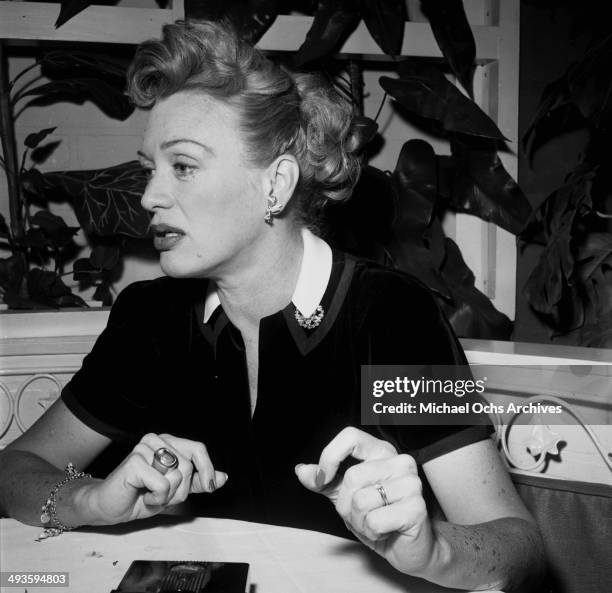 Actress Eve Arden at lunch in Los Angeles, California.