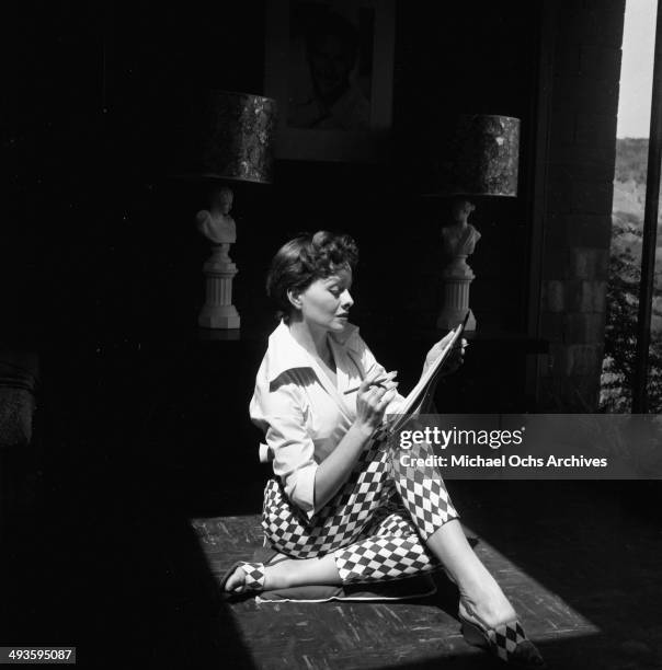 Actress Jeanne Crain poses at home in Los Angeles, California.