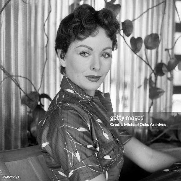 Actress Jeanne Crain poses at home in Los Angeles, California.