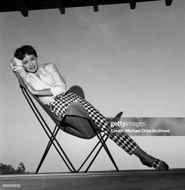 Actress Jeanne Crain poses at home in Los Angeles, California.