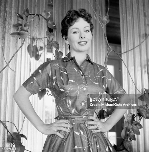 Actress Jeanne Crain poses at home in Los Angeles, California.