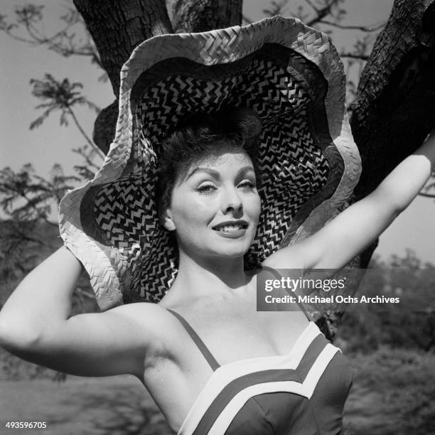 Actress Jeanne Crain poses at home in Los Angeles, California.