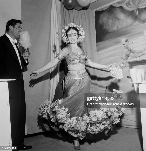 Actress Jeanne Crain attends the Sonja Henie Circus Party in Los Angeles, California.