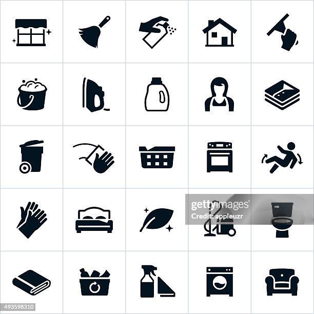 stockillustraties, clipart, cartoons en iconen met cleaning and housekeeping icons - waterbesparing