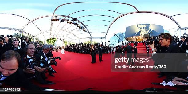 Sophia Loren and son Edoardo Ponti attend the Closing Ceremony and "A Fistful of Dollars" screening during the 67th Annual Cannes Film Festival on...