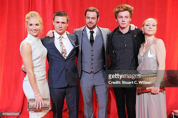 Maddy Hill, Danny-Boy Hatchard, Danny Dyer, Sam Strike, Kellie Bright attend the British Soap Awards at Hackney Empire on May 24, 2014 in London,...
