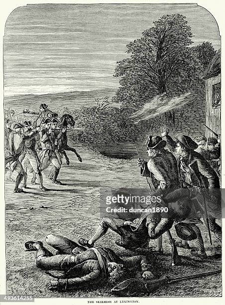 battle of lexington - battle of lexington stock illustrations