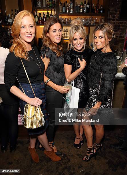 Sarah-Jane Mee, Natalie Pinkham, Caroline Flack and Zoe Hardman attend the launch of Caroline Flack's new autobiography "Storm In A C Cup" at Library...