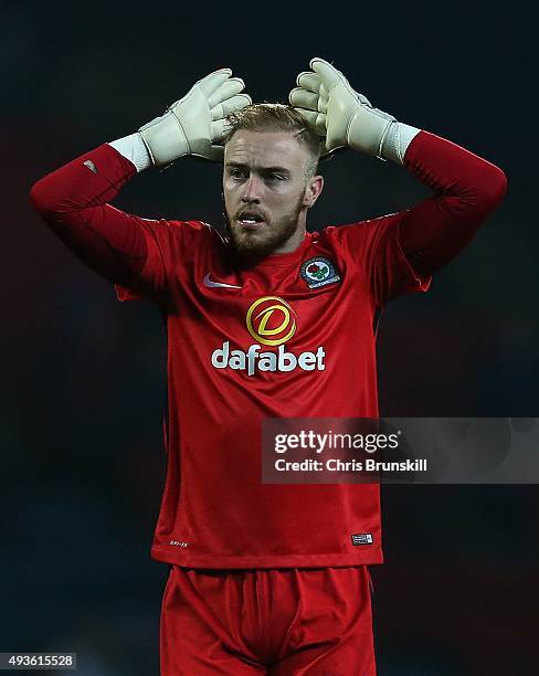 Jason Steele of Blackburn Rovers reacts during the Sky Bet Championship match between Blackburn Rovers and Derby County at Ewood Park on October 21,...