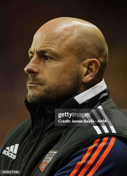 Lee Carsley the head coach / manager of Brentford during the Sky Bet Championship match between Wolverhampton Wanderers and Brentford at Molineux on...