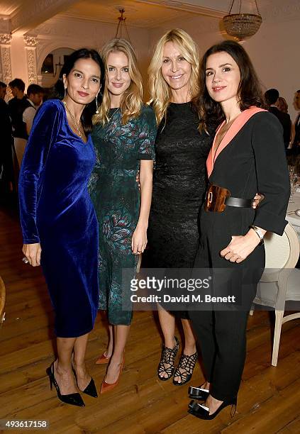 Yasmin Mills, Donna Air, Melissa Odabash and Lara Bohinc attend the Baccarat/1 Hotel Dinner at One Horse Guards on October 21, 2015 in London,...