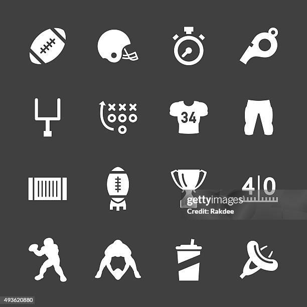 american football icons - white series - touchdown icon stock illustrations