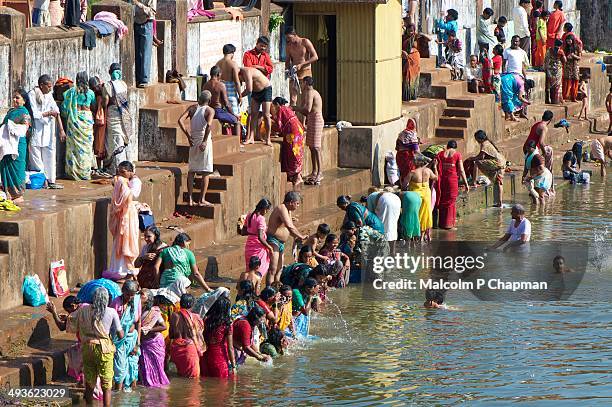 holy bathe, shivaratri, gokarna, karnataka, india - maha shivratri hindu festival stock pictures, royalty-free photos & images