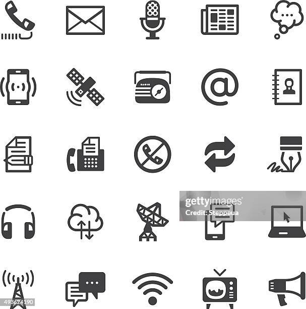 communication icons - black series - headset computer stock illustrations