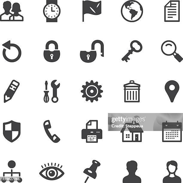 web icons - black series - printer security stock illustrations