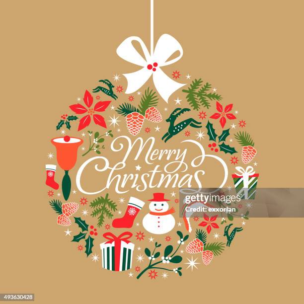 stockillustraties, clipart, cartoons en iconen met christmas graphic elements in bauble shape - handbel