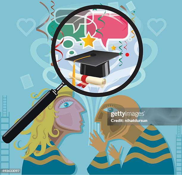 graduation cap and diploma - end cap stock illustrations