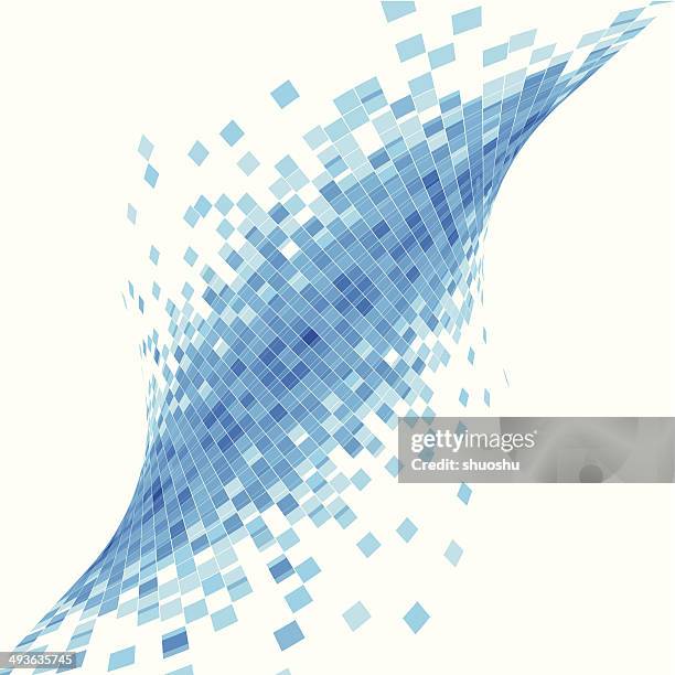 abstract blue wave check technology background - flowing pattern stock illustrations