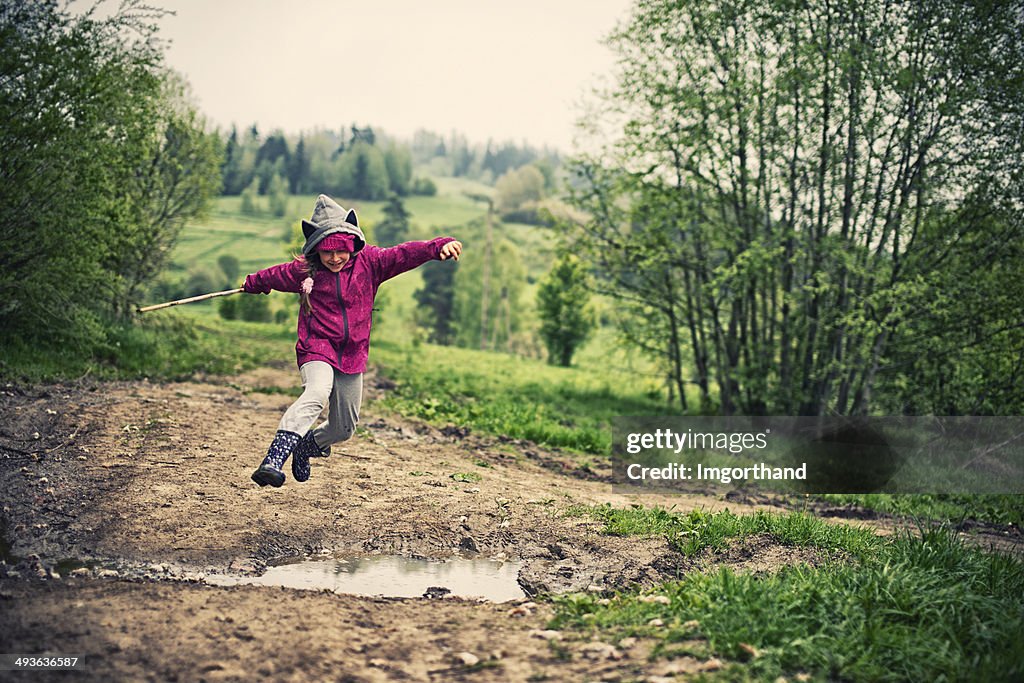 Jumping over spring puddles