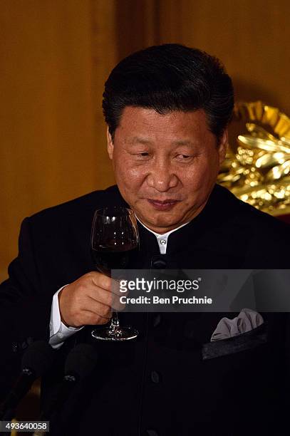 President Xi Jinping of the People's Republic of China speaks during the Lord Mayors banquet at The Guildhall on October 21, 2015 in London, England....
