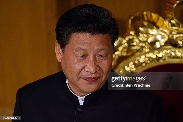 President Xi Jinping of the People's Republic of China speaks during the Lord Mayors banquet at The Guildhall on October 21, 2015 in London, England....