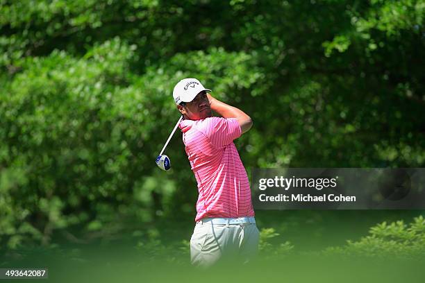 Tony Finau hits a drive during the third round of the BMW Charity Pro-Am Presented by SYNNEX Corporation held at the Thornblade Club on May 17, 2014...