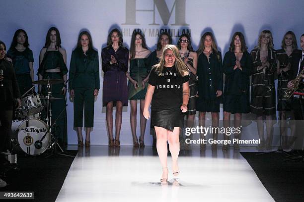 Designer Hilary MacMillan presents Hilary MacMillan spring 2016 collection during World MasterCard Fashion Week Spring 2016 at David Pecaut Square on...