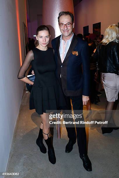 Emmanuel de Brantes and Hea Deville attend the Private View of Dennis Hopper and 'Space Age' Exhibitions at Galerie Thaddaeus Ropac on October 21,...