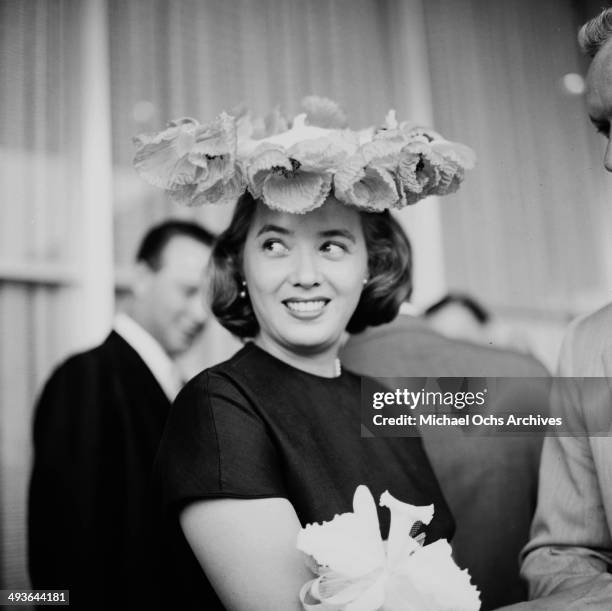 Actress Jeff Donnell and husband Aldo Ray attends the Colgate TV at the Hilton Hotel in Los Angeles, California.