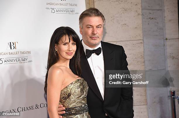 Hilaria Baldwin and Alec Baldwin attend the American Ballet 75th Anniversary Fall Gala at David H. Koch Theater at Lincoln Center on October 21, 2015...