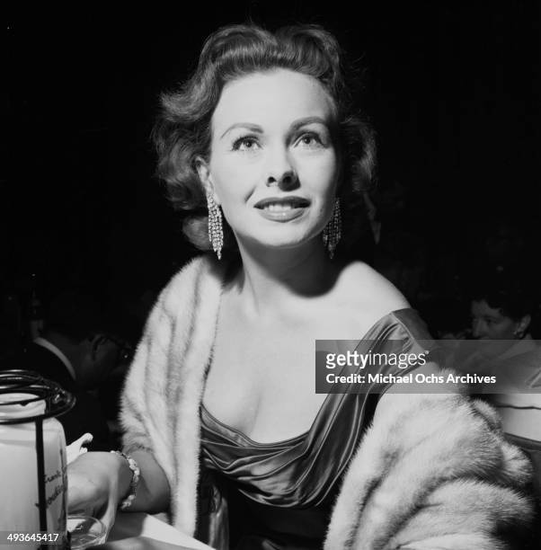 Actress Jeanne Crain attends the Moulin Rouge opening in Los Angeles, California.