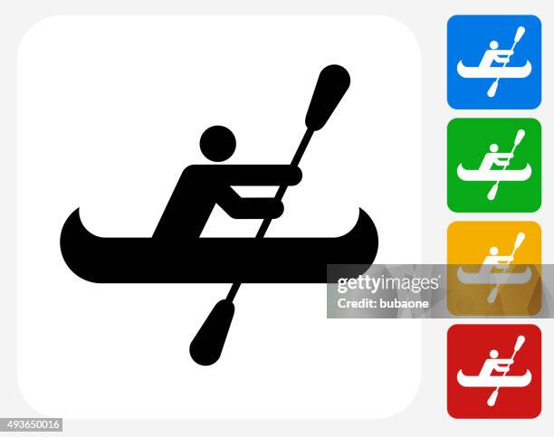 person canoeing icon flat graphic design - people on canoe clip art stock illustrations
