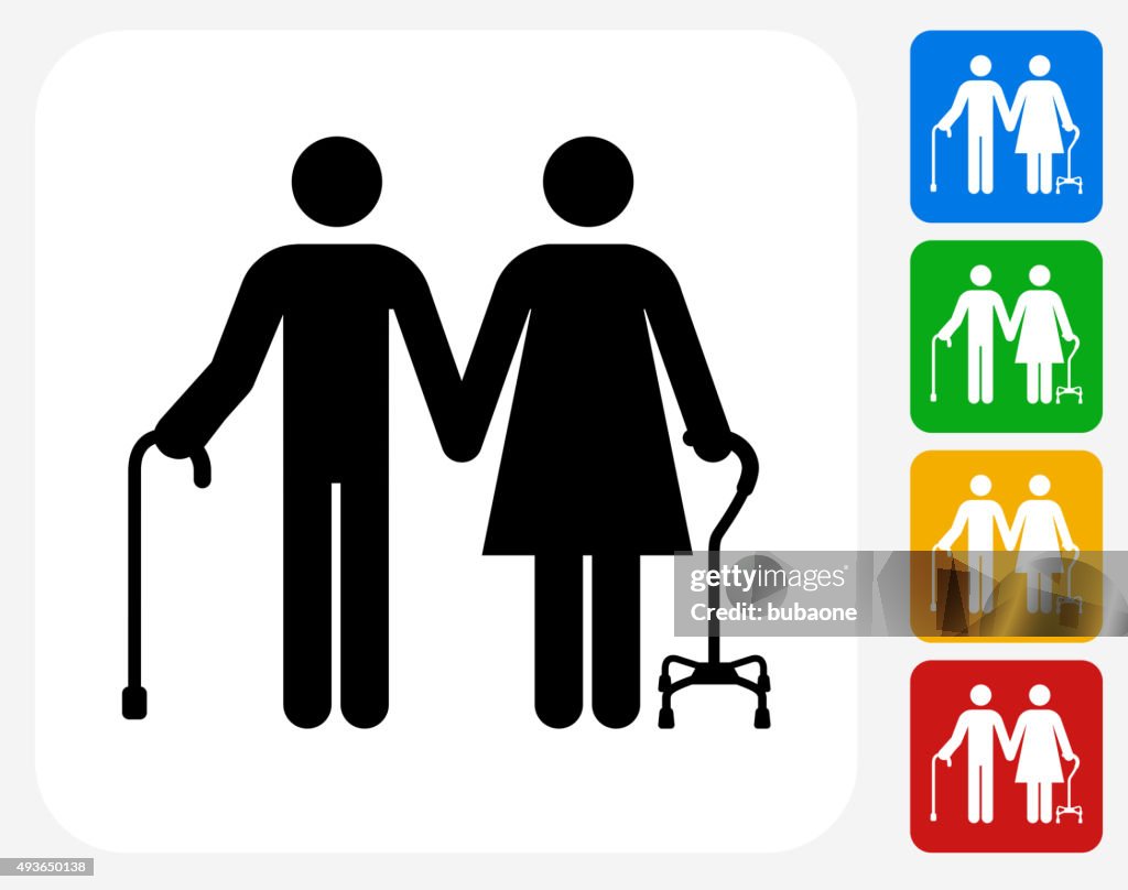 Elderly Couple Icon Flat Graphic Design