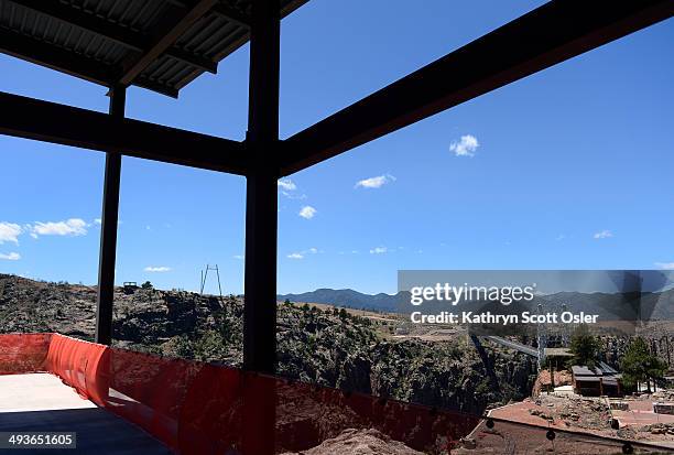 The Royal Gorge Bridge can be seen outside the frame of the new visitors center that is under construction at the park.This part of the building will...