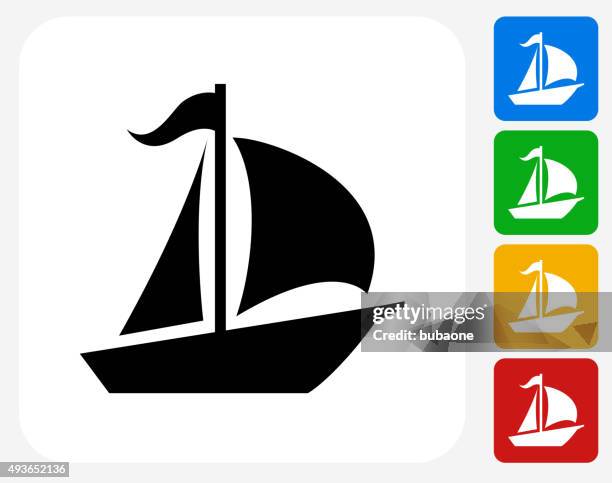 ilustrações, clipart, desenhos animados e ícones de veleiro plana ícone de design gráfico - barco a vela