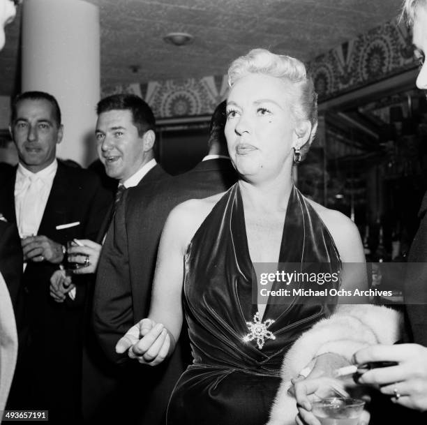 Actress Betty Grable attends a party in Los Angeles, California.