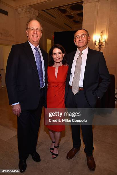 Laurence D. Fink, Lori Fink and Dr. Hersch Leon Pachter attend NYU Langone Medical Center's Perlmutter Cancer Center Gala at The Plaza Hotel on...