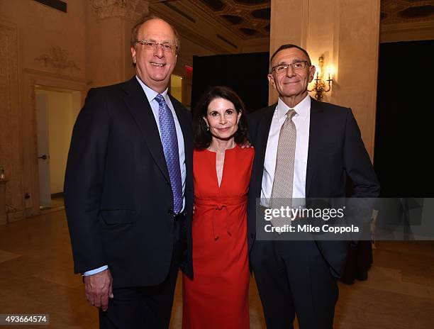 Laurence D. Fink, Lori Fink and Dr. Hersch Leon Pachter attend NYU Langone Medical Center's Perlmutter Cancer Center Gala at The Plaza Hotel on...