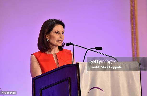 Lori Fink speaks on stage at NYU Langone Medical Center's Perlmutter Cancer Center Gala at The Plaza Hotel on October 21, 2015 in New York City.