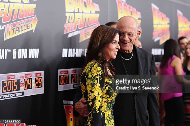 Lisa Loiacono and actor Christopher Lloyd attend the Back to the Future reunion with fans in celebration of the Back to the Future 30th Anniversary...