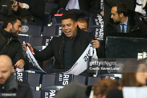 Ronaldo Luís Nazário De Lima attends the UEFA Champions League between Paris Saint-Germain and Real Madrid CF at Parc Des Princes on october 21, 2015...